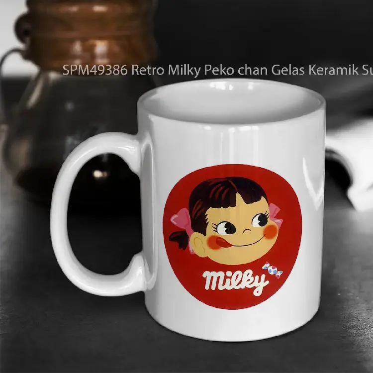 SPM49386 Retro Milky Peko chan Gelas Keramik Supermug