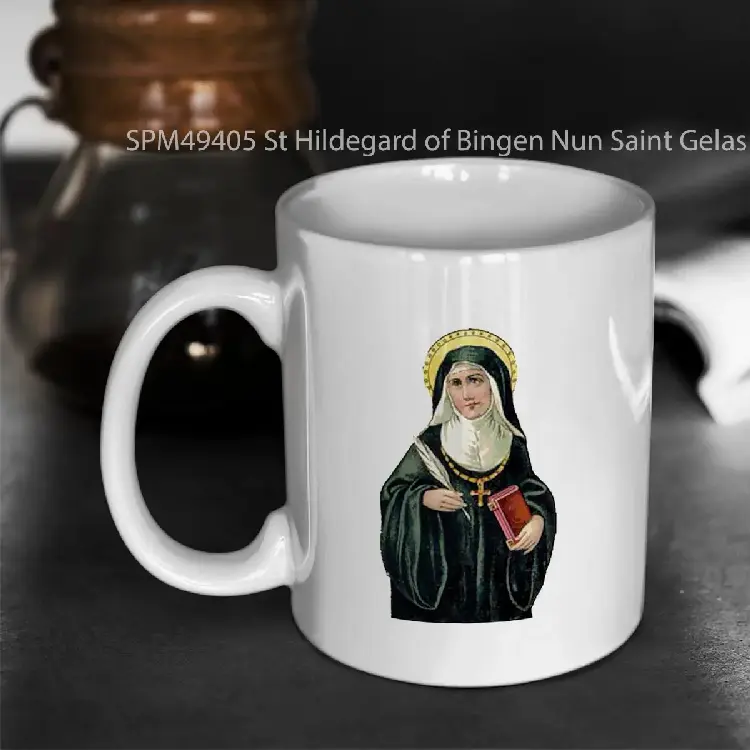 SPM49405 St Hildegard of Bingen Nun Saint Gelas Keramik Supermug