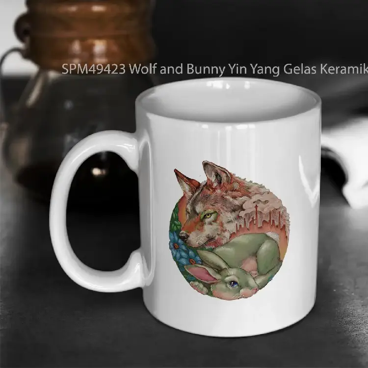 SPM49423 Wolf and Bunny Yin Yang Gelas Keramik Supermug