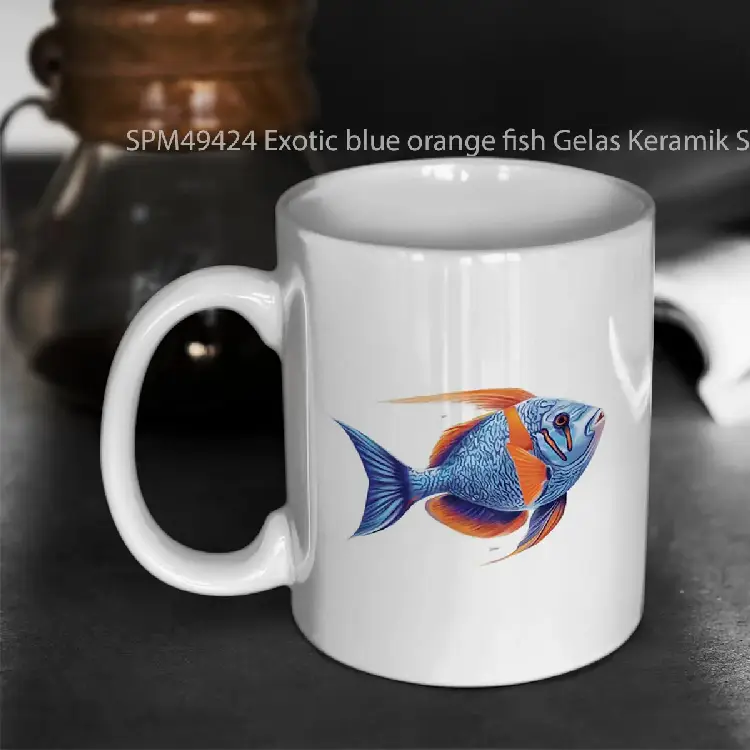 SPM49424 Exotic blue orange fish Gelas Keramik Supermug