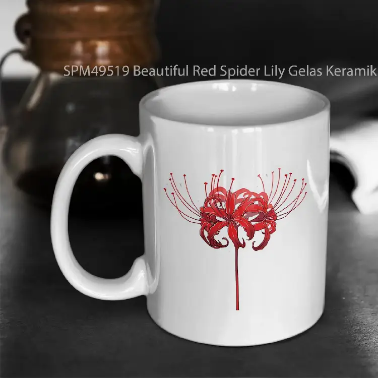 SPM49519 Beautiful Red Spider Lily Gelas Keramik Supermug