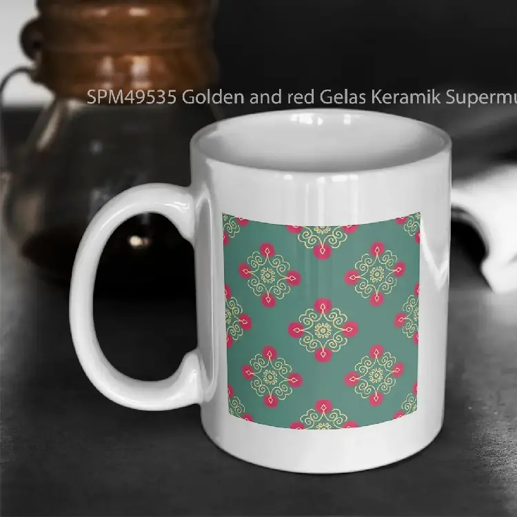 SPM49535 Golden and red Gelas Keramik Supermug