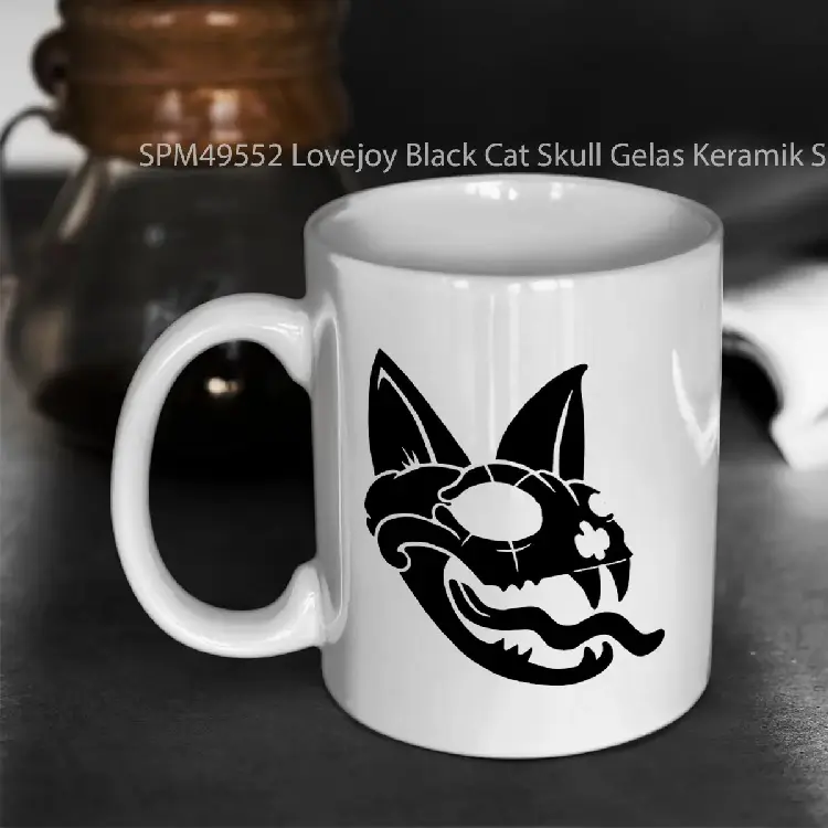 SPM49552 Lovejoy Black Cat Skull Gelas Keramik Supermug