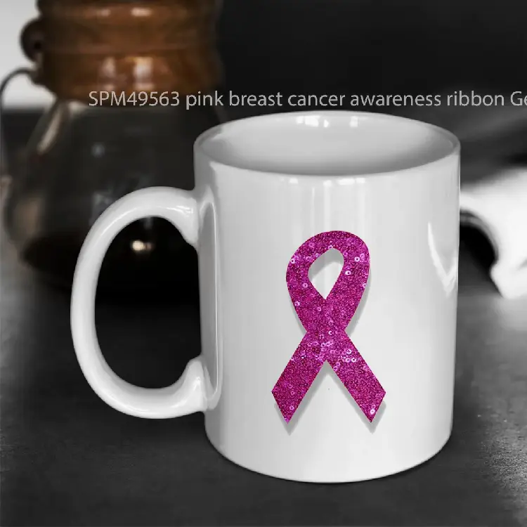 SPM49563 pink breast cancer awareness ribbon Gelas Keramik Supermug