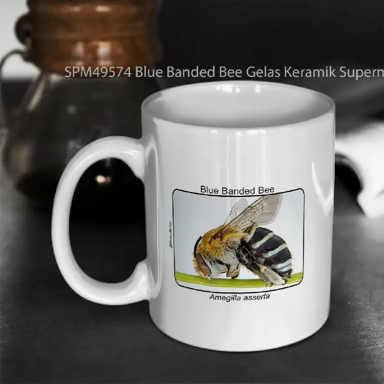 SPM49574 Blue Banded Bee Gelas Keramik Supermug