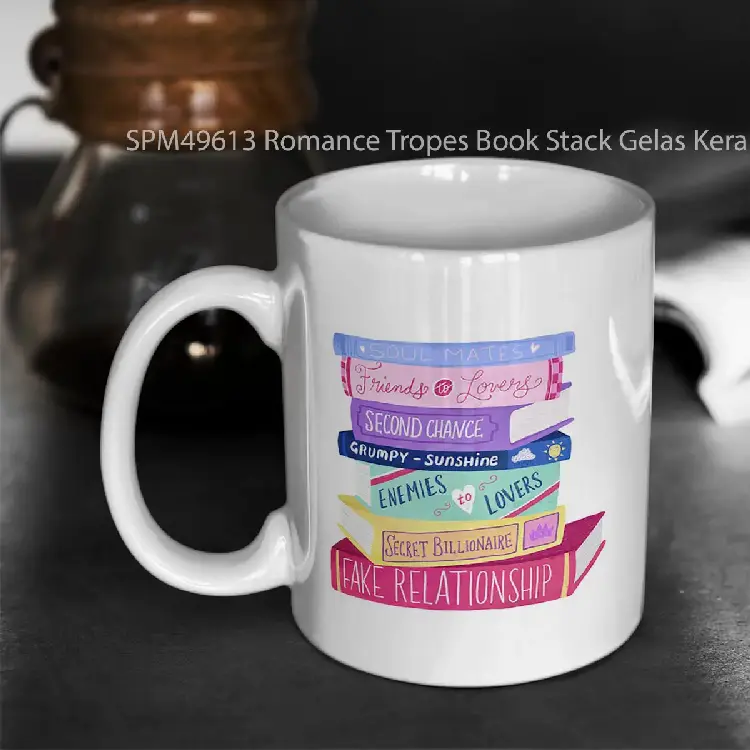 SPM49613 Romance Tropes Book Stack Gelas Keramik Supermug