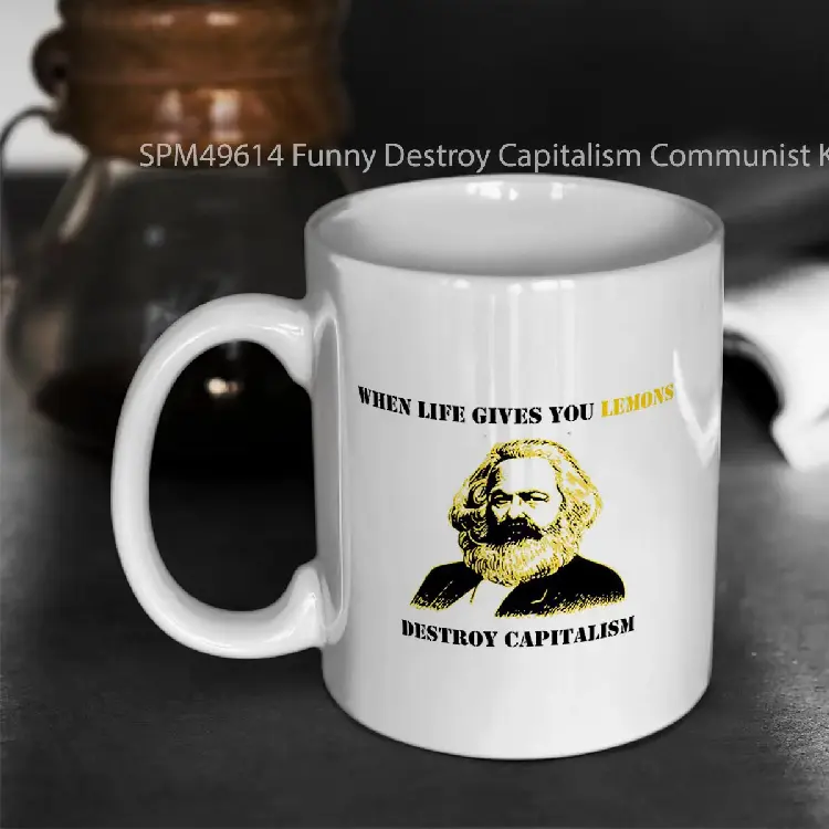 SPM49614 Funny Destroy Capitalism Communist Karl Marx Gelas Keramik Supermug