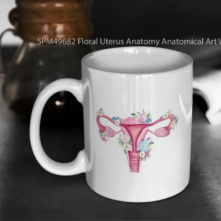 SPM49682 Floral Uterus Anatomy Anatomical Art Watercolor Feminist Women Doctor Gift Gelas Keramik Supermug