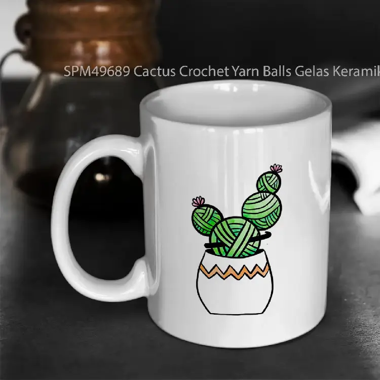 SPM49689 Cactus Crochet Yarn Balls Gelas Keramik Supermug