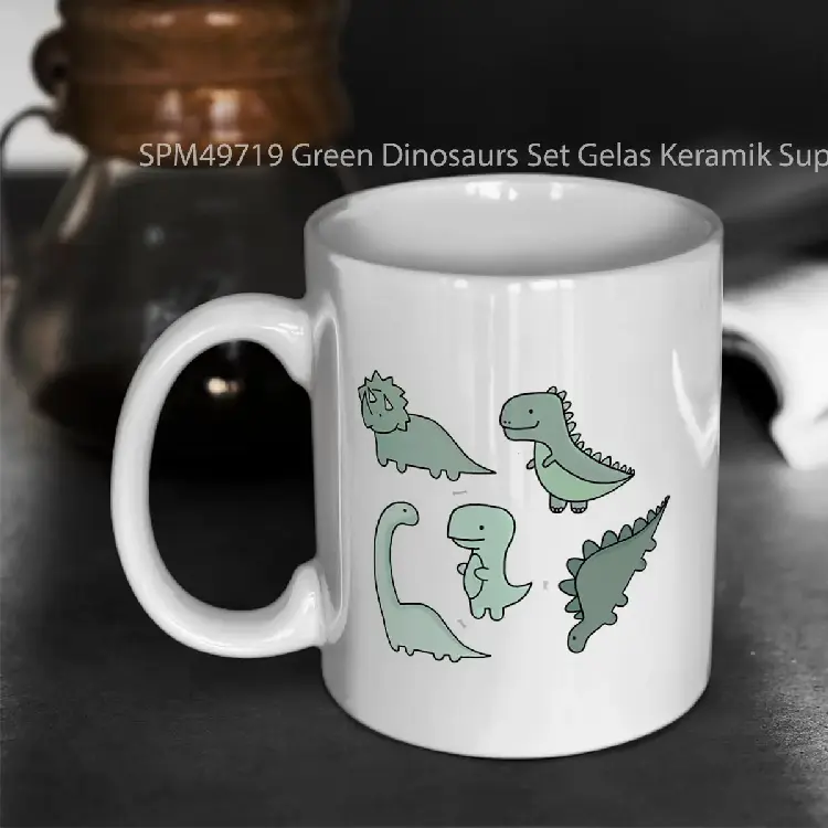 SPM49719 Green Dinosaurs Set Gelas Keramik Supermug