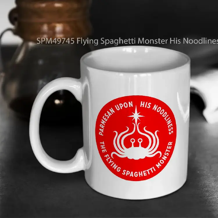 SPM49745 Flying Spaghetti Monster His Noodliness White Gelas Keramik Supermug
