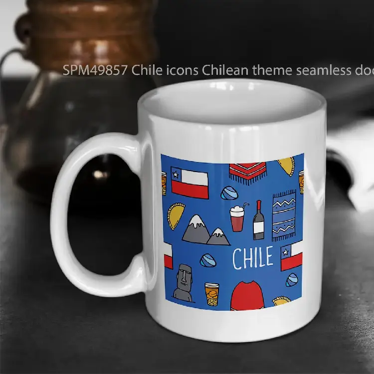 SPM49857 Chile icons Chilean theme seamless doodle pattern Gelas Keramik Supermug