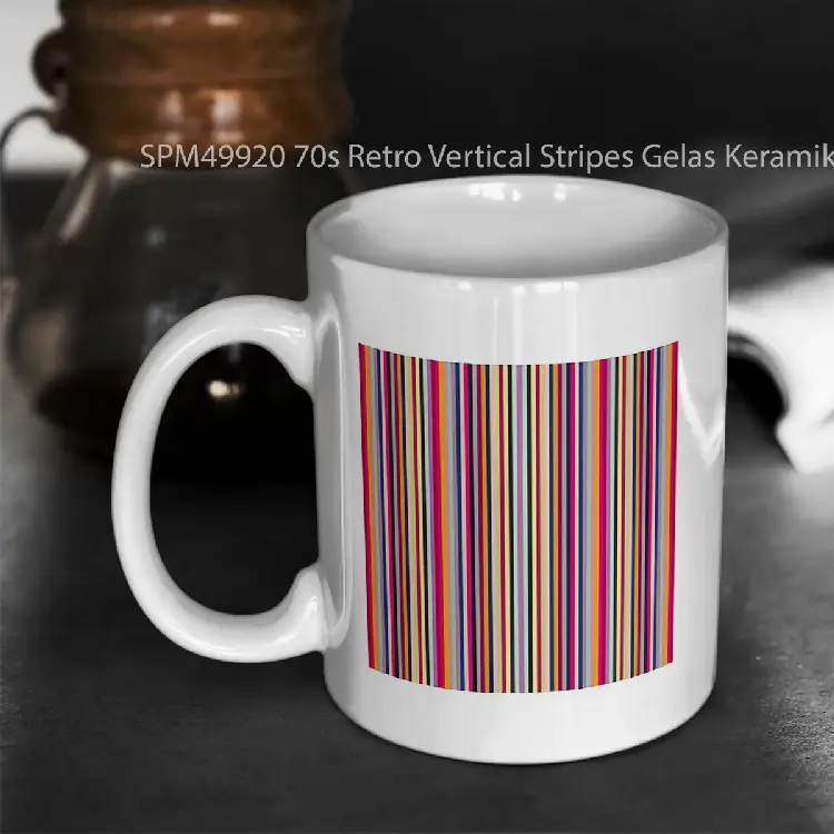 SPM49920 70s Retro Vertical Stripes Gelas Keramik Supermug