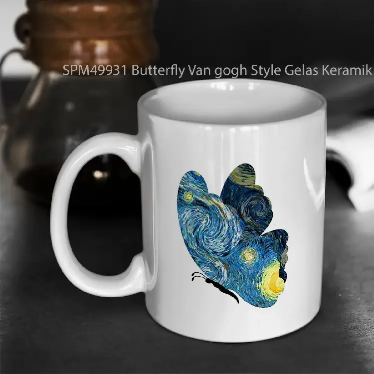 SPM49931 Butterfly Van gogh Style Gelas Keramik Supermug