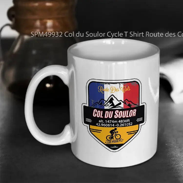 SPM49932 Col du Soulor Cycle T Shirt Route des Cols Pyr%C3%83%C2%A9n%C3%83%C2%A9es Ive Done It Gelas Keramik Supermug