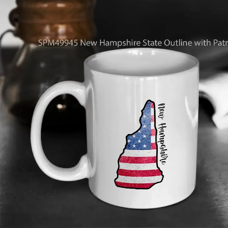 SPM49945 New Hampshire State Outline with Patriotic USA American Flag Gelas Keramik Supermug