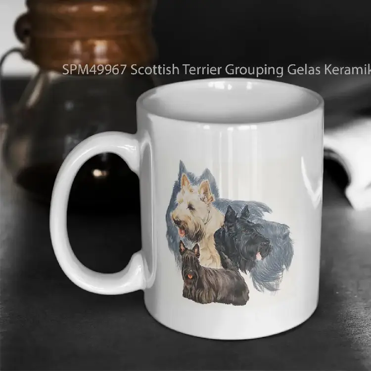 SPM49967 Scottish Terrier Grouping Gelas Keramik Supermug