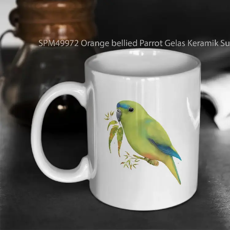 SPM49972 Orange bellied Parrot Gelas Keramik Supermug