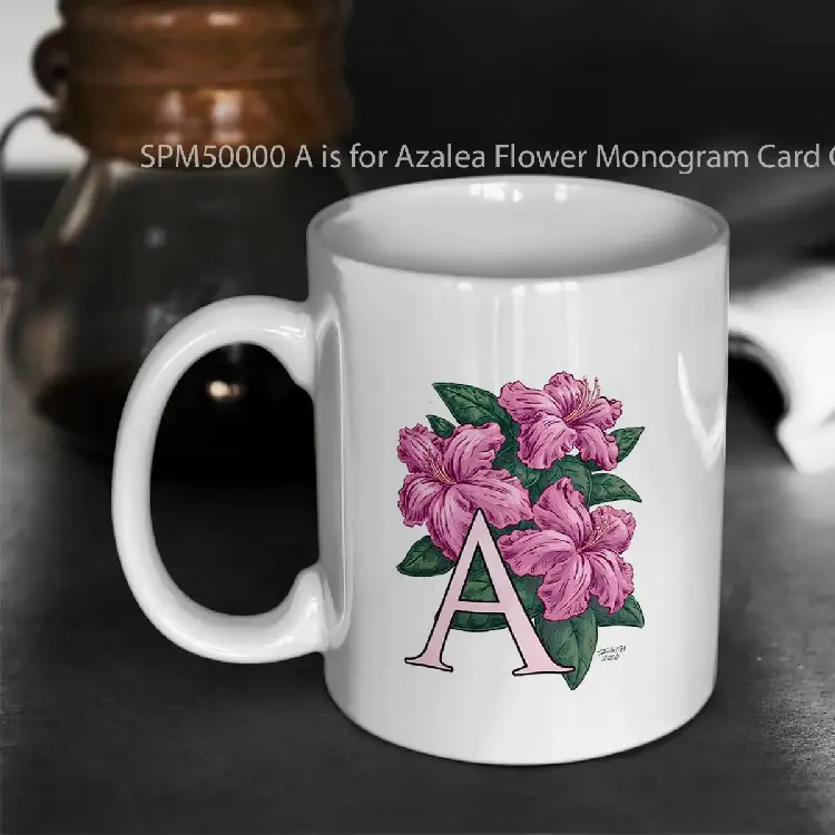 SPM50000 A is for Azalea Flower Monogram Card Gelas Keramik Supermug