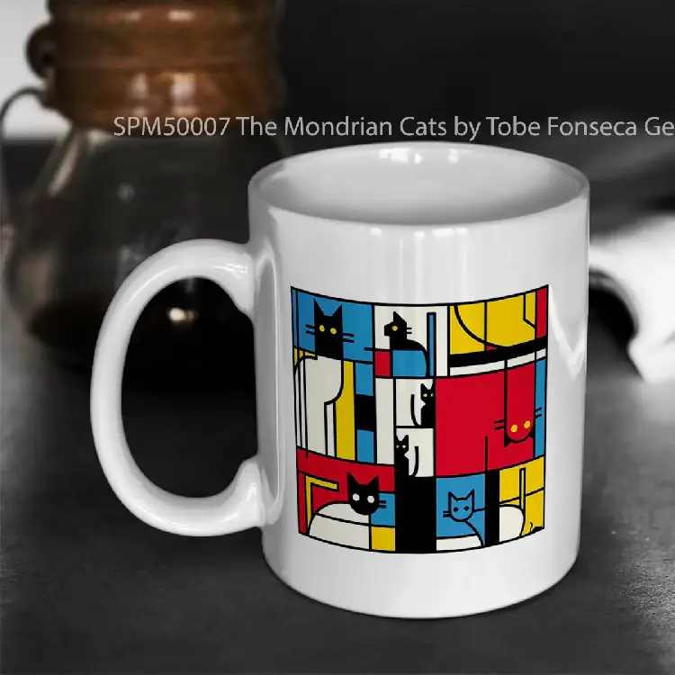 SPM50007 The Mondrian Cats by Tobe Fonseca Gelas Keramik Supermug