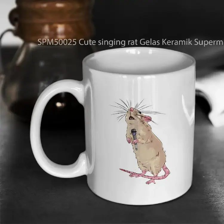 SPM50025 Cute singing rat Gelas Keramik Supermug