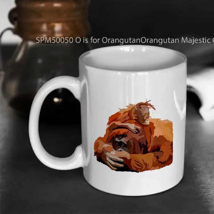 SPM50050 O is for OrangutanOrangutan Majestic Great Ape Wildlife Illustration Gelas Keramik Supermug