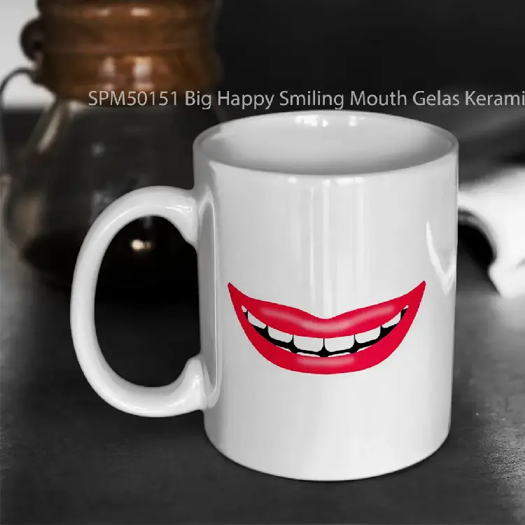 SPM50151 Big Happy Smiling Mouth Gelas Keramik Supermug