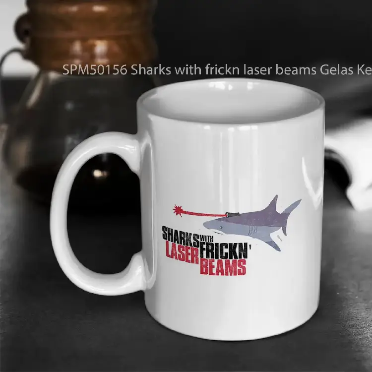 SPM50156 Sharks with frickn laser beams Gelas Keramik Supermug