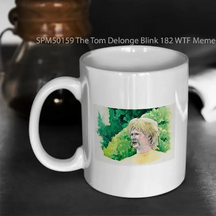 SPM50159 The Tom Delonge Blink 182 WTF Meme painted in watercolour by davidtheartist Gelas Keramik Supermug