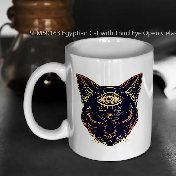 SPM50163 Egyptian Cat with Third Eye Open Gelas Keramik Supermug