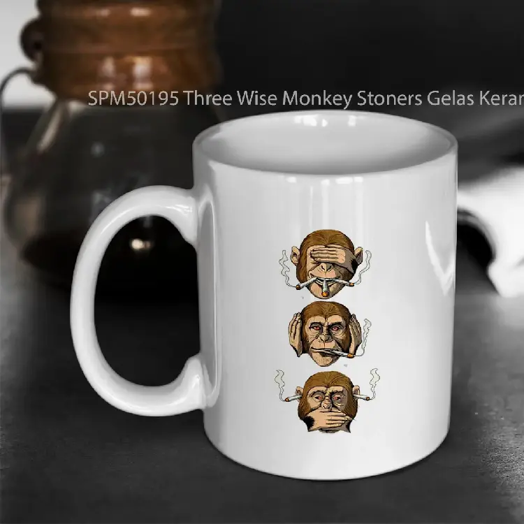 SPM50195 Three Wise Monkey Stoners Gelas Keramik Supermug
