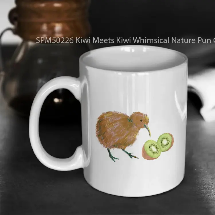 SPM50226 Kiwi Meets Kiwi Whimsical Nature Pun Gelas Keramik Supermug