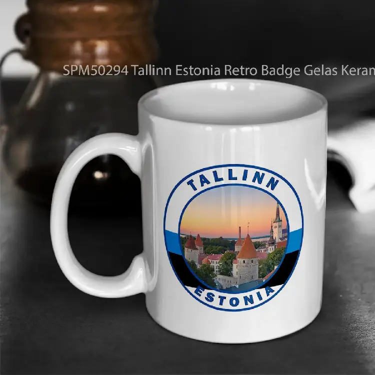 SPM50294 Tallinn Estonia Retro Badge Gelas Keramik Supermug