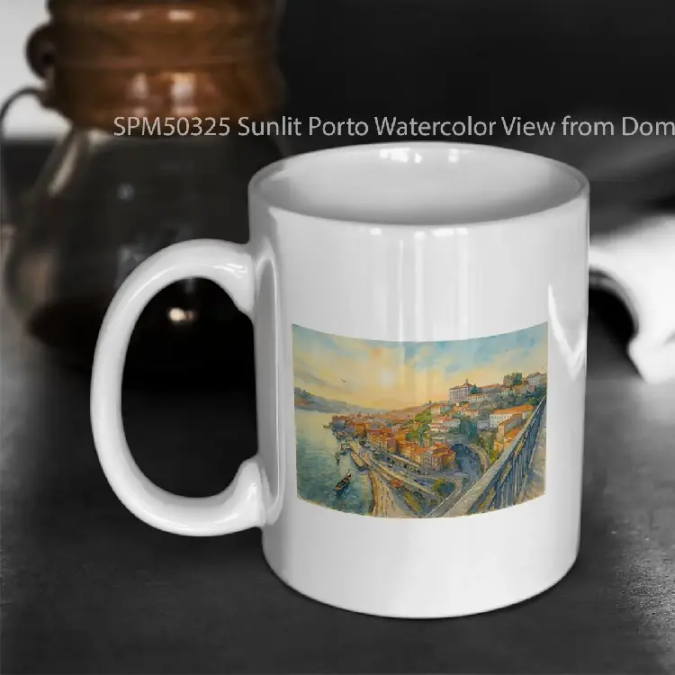SPM50325 Sunlit Porto Watercolor View from Dom Lu%C3%83%C2%ADs I Bridge Gelas Keramik Supermug