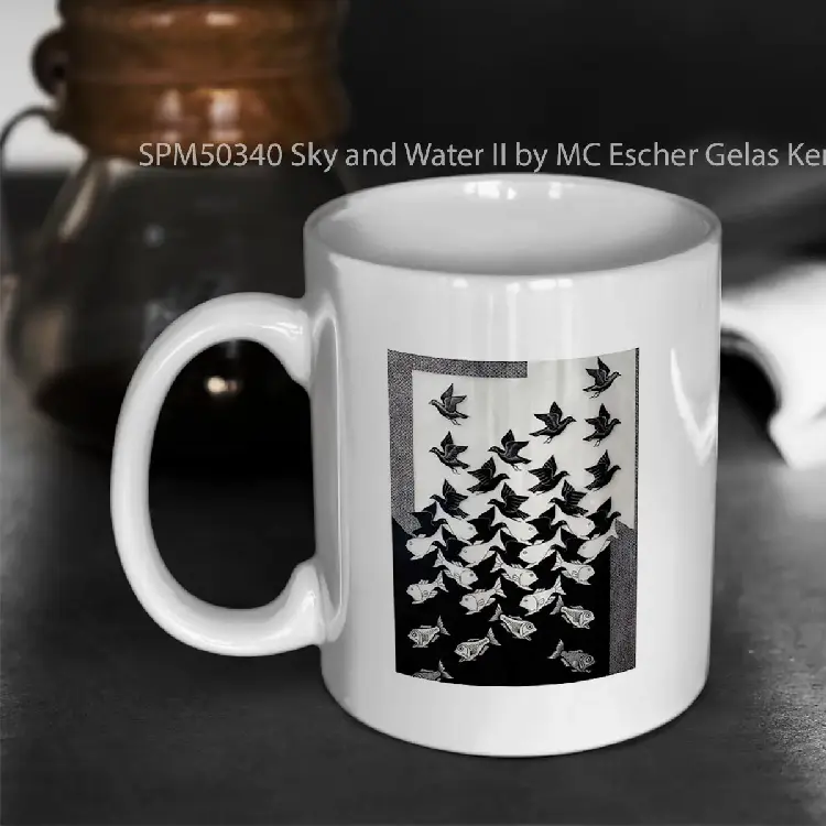 SPM50340 Sky and Water II by MC Escher Gelas Keramik Supermug