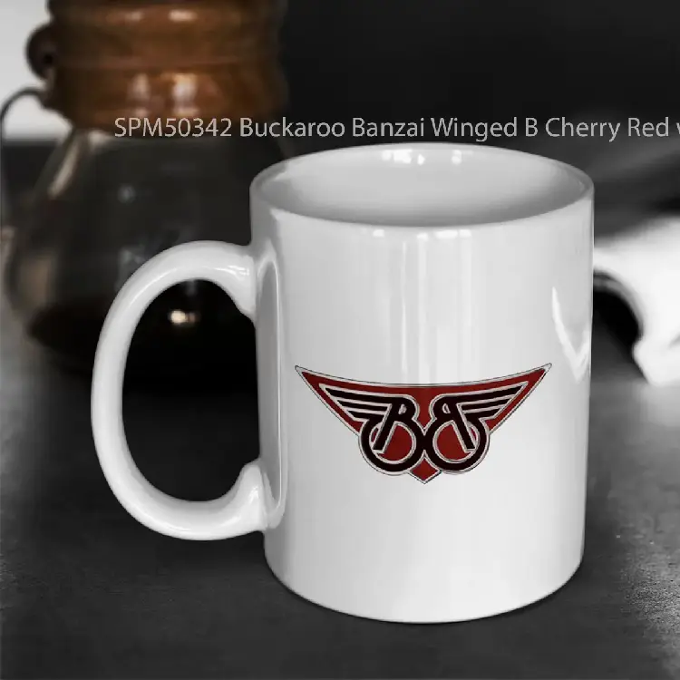 SPM50342 Buckaroo Banzai Winged B Cherry Red with Chrome effect Gelas Keramik Supermug