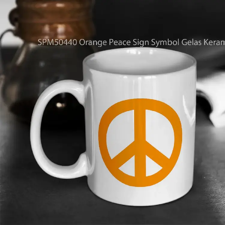 SPM50440 Orange Peace Sign Symbol Gelas Keramik Supermug