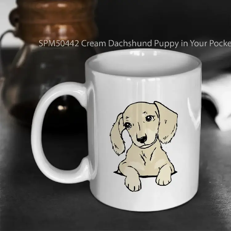 SPM50442 Cream Dachshund Puppy in Your Pocket Gelas Keramik Supermug