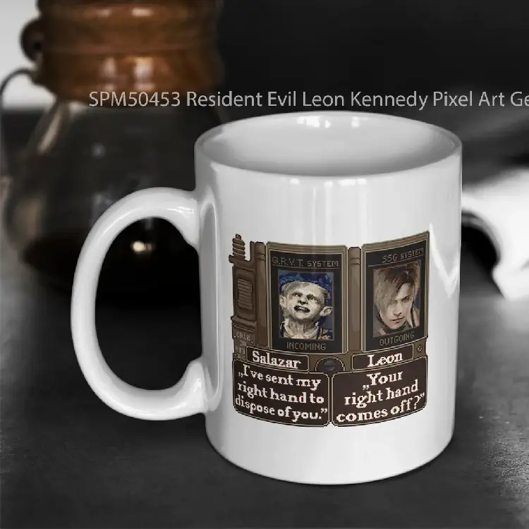 SPM50453 Resident Evil Leon Kennedy Pixel Art Gelas Keramik Supermug