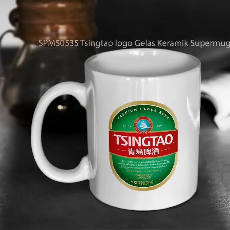SPM50535 Tsingtao logo Gelas Keramik Supermug
