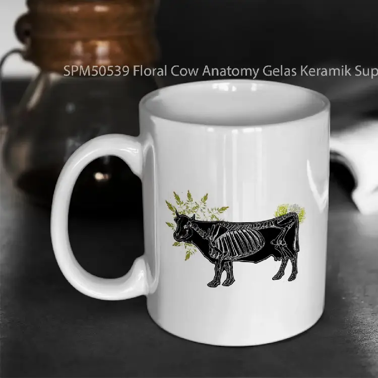 SPM50539 Floral Cow Anatomy Gelas Keramik Supermug