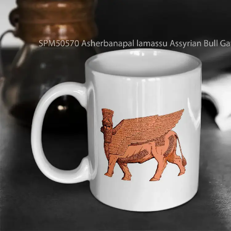 SPM50570 Asherbanapal lamassu Assyrian Bull Gate Gelas Keramik Supermug