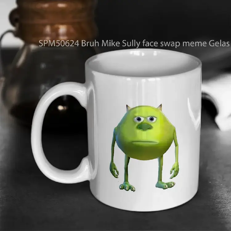SPM50624 Bruh Mike Sully face swap meme Gelas Keramik Supermug