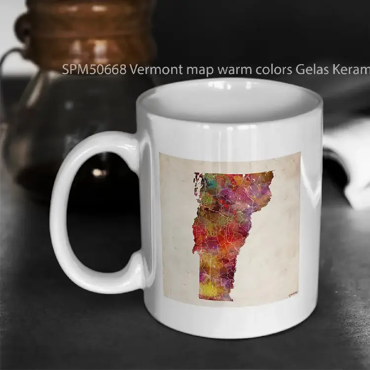 SPM50668 Vermont map warm colors Gelas Keramik Supermug