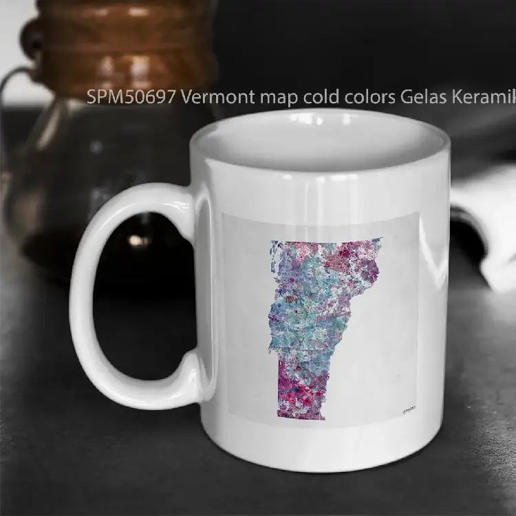SPM50697 Vermont map cold colors Gelas Keramik Supermug