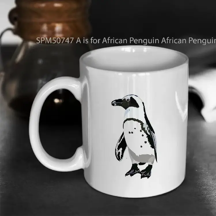 SPM50747 A is for African Penguin African Penguin Design Dedicated Care and Conservation of Coastal Seabirds Artwork Gelas Keramik Supermug