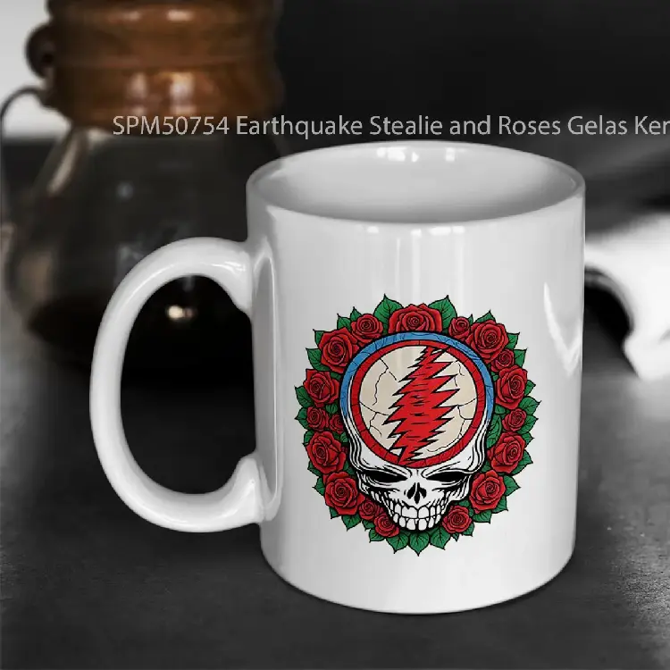 SPM50754 Earthquake Stealie and Roses Gelas Keramik Supermug