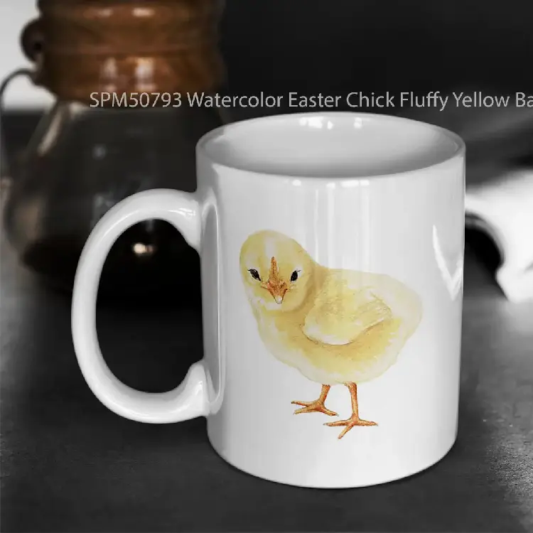 SPM50793 Watercolor Easter Chick Fluffy Yellow Baby Chicken Gelas Keramik Supermug