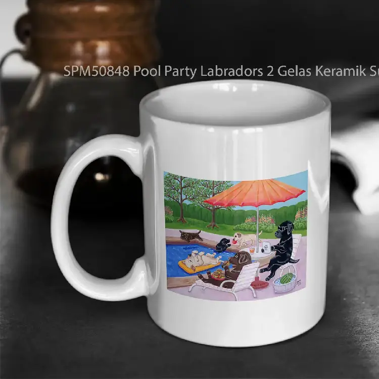 SPM50848 Pool Party Labradors 2 Gelas Keramik Supermug