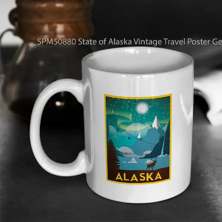 SPM50880 State of Alaska Vintage Travel Poster Gelas Keramik Supermug